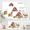 Designart - Farm House With Goose Chicken Cow Pig and Haystack - Rustic Canvas Wall Art Print
